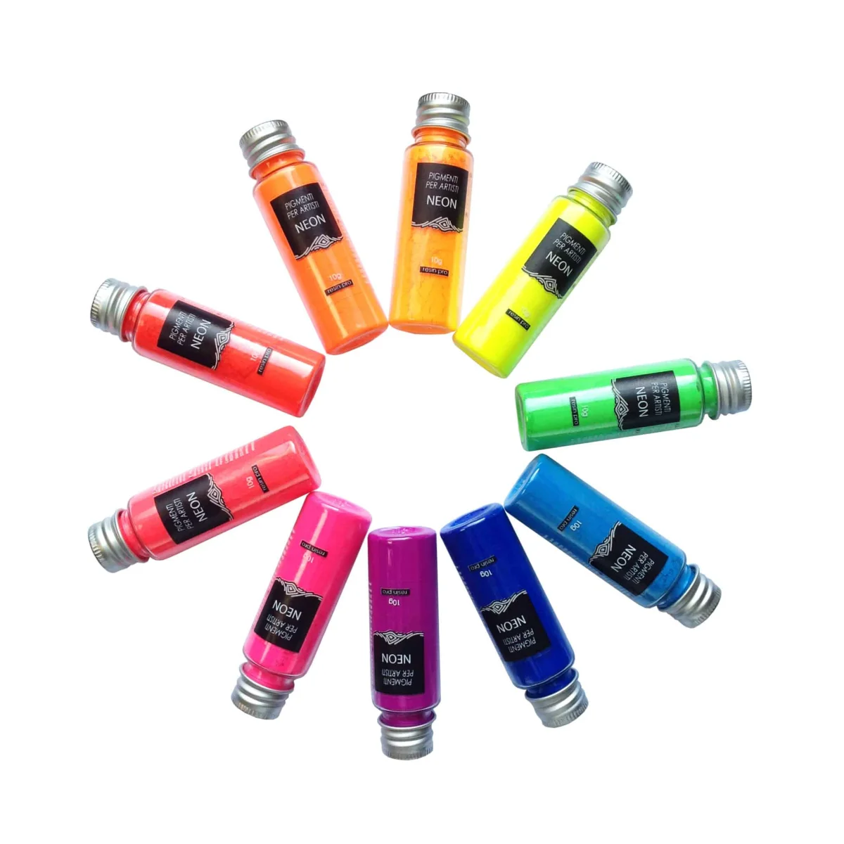 Set Neon Pigmentesh për resinë  – 10 ngjyra të ndezura për efekte kreative dhe dekorative