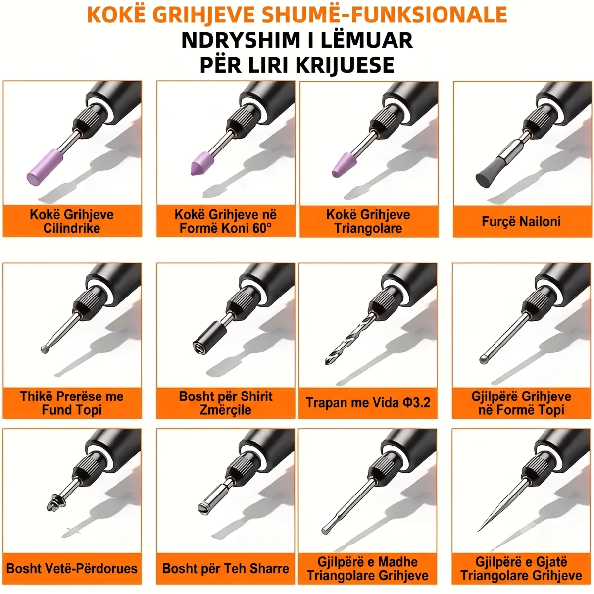 Mini Gdhendëse Elektrike pa Kabllo 40 në 1 – Rotary Tool USB me 6 Shpejtësi - foto 2